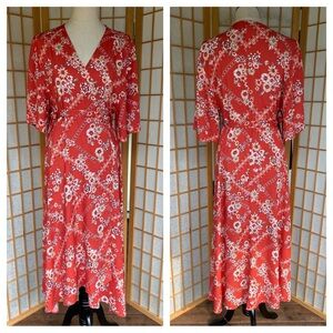 Floral Red Wrap Dress